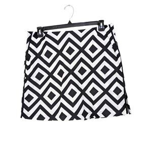 Golftini Womens 16L Skort Golf Skirt Athletic Black White Diamond Cotton Stretch